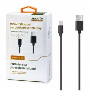 Datový kabel ALIGATOR s prodlouženým microUSB konektorem, 2A, black