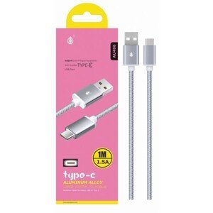 Datový a nabíjecí kabel PLUS AU406, USB-C, Silver