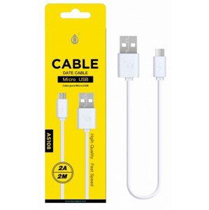 Datový a nabíjecí kabel PLUS AS108, Micro USB 2A/2M, White