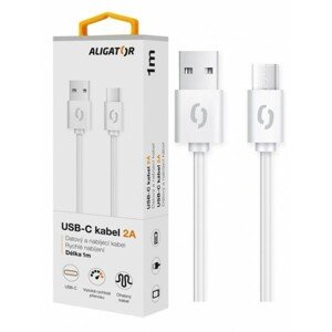 Datový kabel ALIGATOR 2A USB-C 1m, bílá