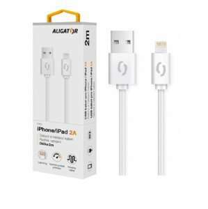 Datový a nabíjecí kabel ALIGATOR 2A pro iPhone, 2m, white