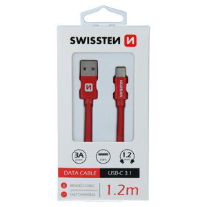 Datový kabel Swissten Textile USB/USB-C, 1,2m, červený