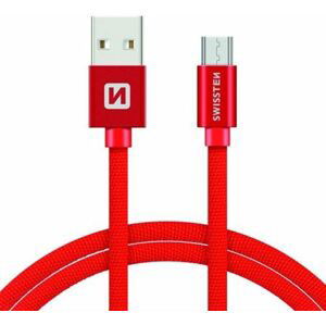 Datový kabel Swissten Textile USB/MicroUSB, 0,2m, červený