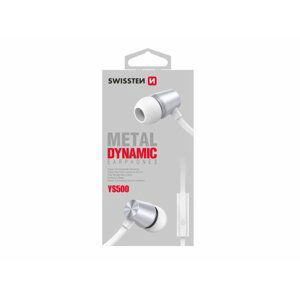 Sluchátka Swissten Earbuds Dynamic YS500, stříbrnobílá