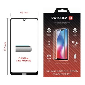 Sklo Swissten Full Glue, COLOR FRAME, CASE FRIENDLY HUAWEI Y5 2019/HONOR 8s ČERNÉ