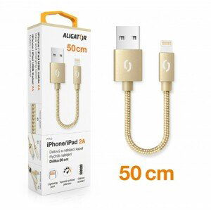 Datový kabel ALIGATOR PREMIUM 2A, Lightning 50cm, zlatá