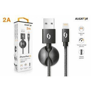 Datový kabel ALIGATOR PREMIUM 2A, Lightning 2m, černá