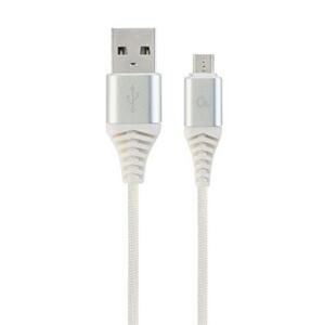 Datový kabel CABLEXPERT USB 2.0, MicroUSB, 2m, opletený, bílo-stříbrná