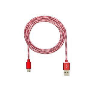 Datový kabel CUBE1 nylon USB > microUSB, 2m, červená