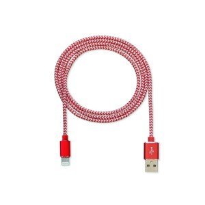 Datový kabel CUBE1 nylon USB > Lightning, 1m, červená