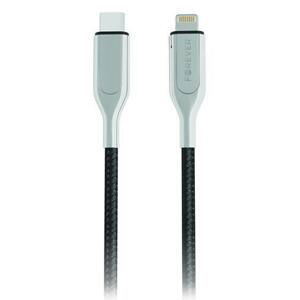 Datový kabel Forever Core USB-C na Lightning MFI PD 1,5m 2,4A textilní, černá