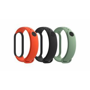 Řemínky k náramku Xiaomi Mi Band 5 (Black, Orange, Cyan), 3ks