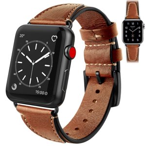 Kožený řemínek Apple Watch 9 / 8 / 7 (41mm) / 6 / SE / 5/4 (40mm) / 3/2/1 (38mm) světlehnědý