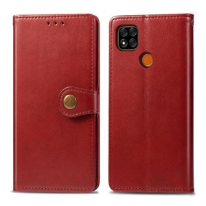 LEATHER BUCKLE Peňaženkový obal Xiaomi Redmi 9C červený