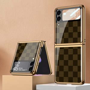 GKK GLASS Ochranný kryt Samsung Galaxy Z Flip 3 5G CHESS BROWN