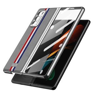 GKK LEATHER Kryt se sklem Samsung Galaxy Z Fold 2 5G Tricolour šedý