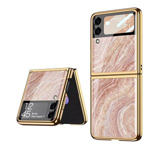 GKK GLASS Ochranný kryt Samsung Galaxy Z Flip 3 5G BEIGE MARBLE