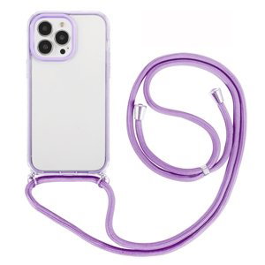 ROPE Průhledný kryt se šňůrkou Apple iPhone 14 Pro Max fialový