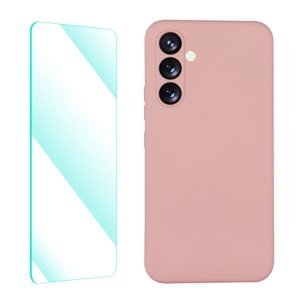 ENKAY SET Silikonový obal a 2D sklo Samsung Galaxy A54 5G růžový