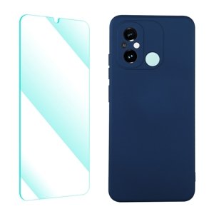 ENKAY SET Silikonový obal a 2D sklo Xiaomi Redmi 12C tmavomodrý