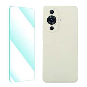 ENKAY SET Silikonový obal a 2D sklo Huawei nova 11 béžový