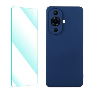 ENKAY SET Silikonový obal a 2D sklo Huawei nova 11 modrý