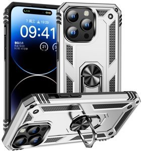 RING Obal s držákem pro Apple i Phone 15 Pro Max stříbrný