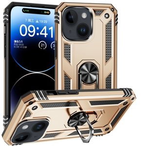 RING Obal s držákem pro Apple i Phone 15 Plus zlatý