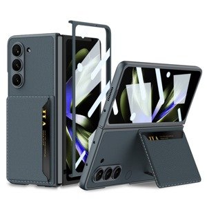 GKK CARD Kožené pouzdro se sklem pro Samsung Galaxy Z Fold 5 5G zelené