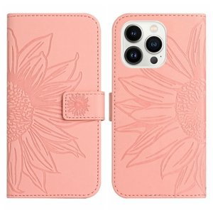ART SUN FLOWER Peněženkové pouzdro s řemínkem Apple i Phone 15 Pro růžové