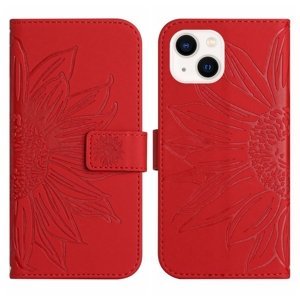 ART SUN FLOWER Peněženkové pouzdro s řemínkem Apple i Phone 15 Plus červené