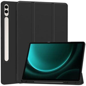 LEATHER Zaklápěcí kryt Samsung Galaxy Tab S9 FE+ černý