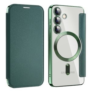 PREMIUM MAGSAFE Zaklápacie puzdro pre Samsung Galaxy S24 5G zelený