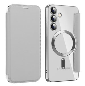 PREMIUM MAGSAFE Zaklápacie puzdro pre Samsung Galaxy S24 Plus 5G šedé