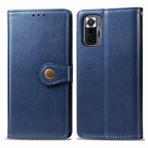 LEATHER BUCKLE Peňaženkový obal Xiaomi Redmi Note 10 Pro modrý