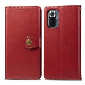 LEATHER BUCKLE Peňaženkový obal Xiaomi Redmi Note 10 Pro červený