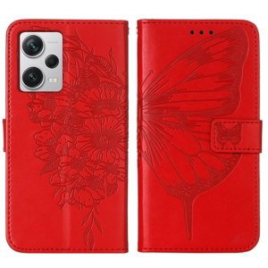 ART BUTTERFLY Peněženkový kryt Xiaomi Redmi Note 12 Pro + 5G červený