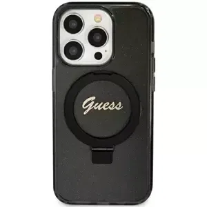 Kryt Guess GUHMN61HRSGSK iPhone 11 / Xr 6.1" black hardcase Ring Stand Script Glitter MagSafe (GUHMN61HRSGSK)