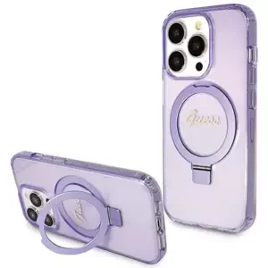 Kryt Guess GUHMP13LHRSGSU iPhone 13 Pro / 13 6.1" purple hardcase Ring Stand Script Glitter MagSafe (GUHMP13LHRSGSU)
