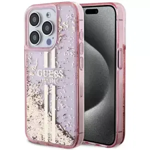 Kryt Guess GUHCP15LLFCSEGP iPhone 15 Pro 6.1" pink hardcase Liquid Glitter Gold Stripes (GUHCP15LLFCSEGP)