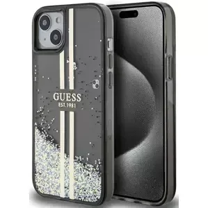 Kryt Guess GUHCP15MLFCSEGK iPhone 15 Plus 6.7" black hardcase Liquid Glitter Gold Stripes (GUHCP15MLFCSEGK)