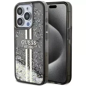 Kryt Guess GUHCP15XLFCSEGK iPhone 15 Pro Max 6.7" black hardcase Liquid Glitter Gold Stripes (GUHCP15XLFCSEGK)