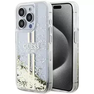 Kryt Guess GUHCP15XLFCSEGT iPhone 15 Pro Max 6.7" transparent hardcase Liquid Glitter Gold Stripes (GUHCP15XLFCSEGT)