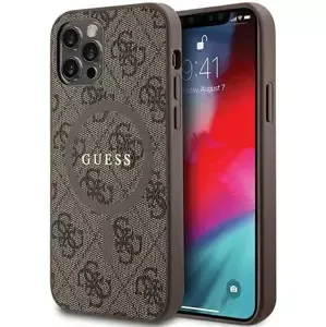 Kryt Guess GUHMP12MG4GFRW iPhone 12 6.1" brown hardcase 4G Collection Leather Metal Logo MagSafe (GUHMP12MG4GFRW)