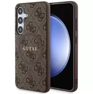 Kryt Guess GUHMS24SG4GFRW S24 S921 brown hardcase 4G Collection Leather Metal Logo MagSafe (GUHMS24SG4GFRW)