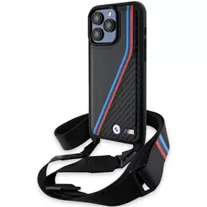 Kryt BMW BMHCP15L23PSVTK iPhone 15 Pro 6.1" black hardcase M Edition Carbon Tricolor Lines & Strap (BMHCP15L23PSVTK)