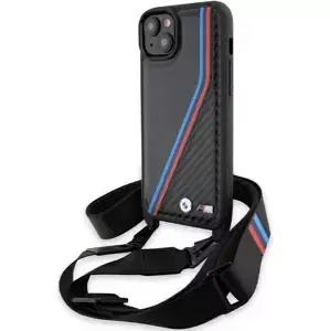 Kryt BMW BMHCP15M23PSVTK iPhone 15 Plus / 14 Plus 6.7" black hardcase M Edition Carbon Tricolor Lines & Strap (BMHCP15M23PSVTK)