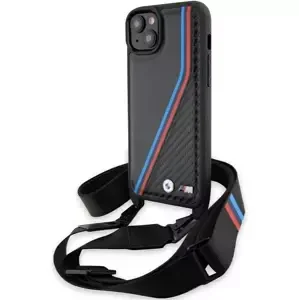 Kryt BMW BMHCP15S23PSVTK iPhone 15 black hardcase M Edition Carbon Tricolor Lines & Strap (BMHCP15S23PSVTK)