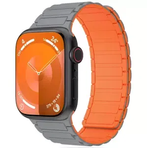 Řemínek TECH-PROTECT ICONBAND MAGNETIC APPLE WATCH 4 / 5 / 6 / 7 / 8 / 9 / SE / ULTRA 1 / 2 (42 / 44 / 45 / 49 MM) TITANIUM/ORANGE (5906302309603)