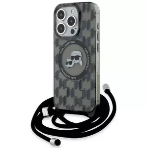 Kryt Karl Lagerfeld KLHMP15LHCKCKLCK iPhone 15 Pro 6.1" black hardcase IML Crossbody Monogram Karl & Choupette Head MagSafe (KLHMP15LHCKCKLCK)